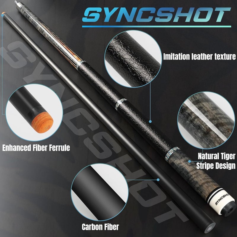 SYNCSHOT Store Carbon Fiber Pool Cue Stick 58" Professional Pool Sticks for Adults Full Carbon Technology Low Deflection Pool Cue Billiard Cues with 12.5mm Tip - Image 2